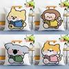 Small Animal Cartoon Happy Sports Cushion Cover Linen Pillowcase Soft For Sofa Bed Home Room Decor