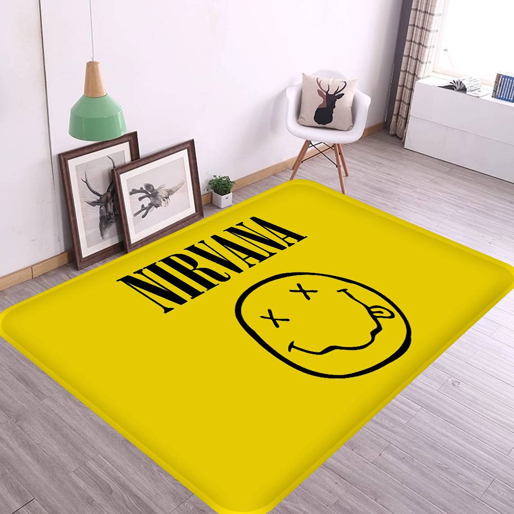 Popular Band N-nirvana-A Floor Mat Non-Slip Laundry Room Mat Laundry Decor Balcony Child Living Room Bedside Mats