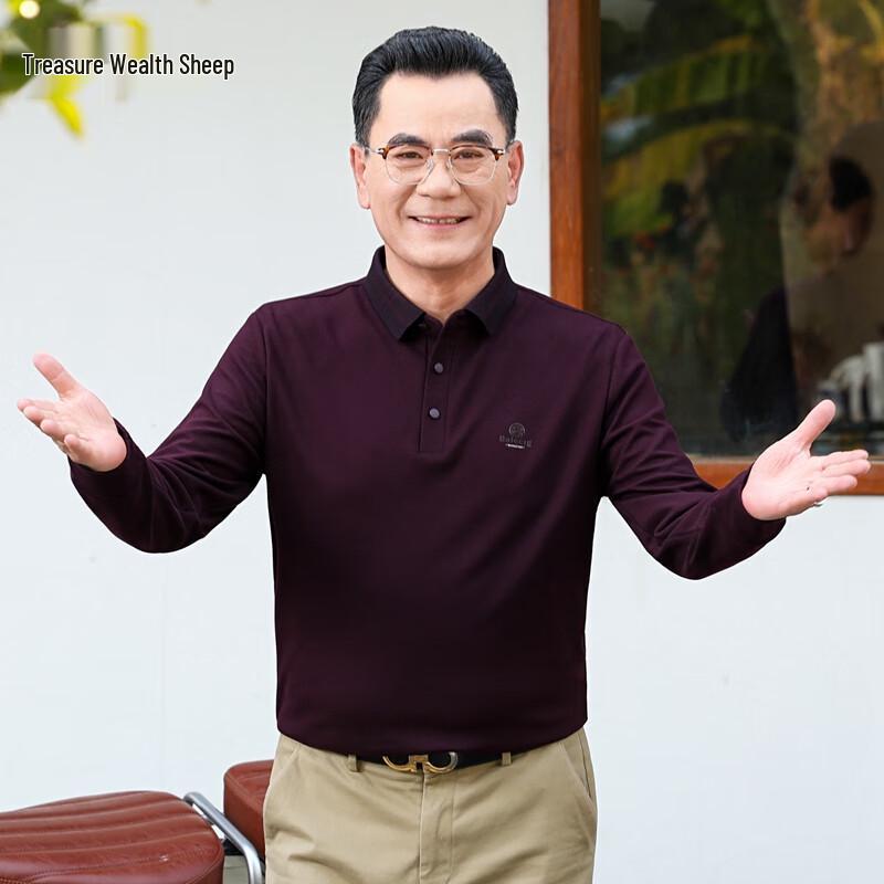 Men s Spring/Autumn Business Casual Long Sleeve Polo T-Shirt XL / 180