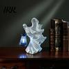 Waterproof Halloween Decor Witch Resin Lantern, Gothic Ghoul Terrifying LED Night Light, Ghost Decoration Hell Reaper Spooky Tabletop
