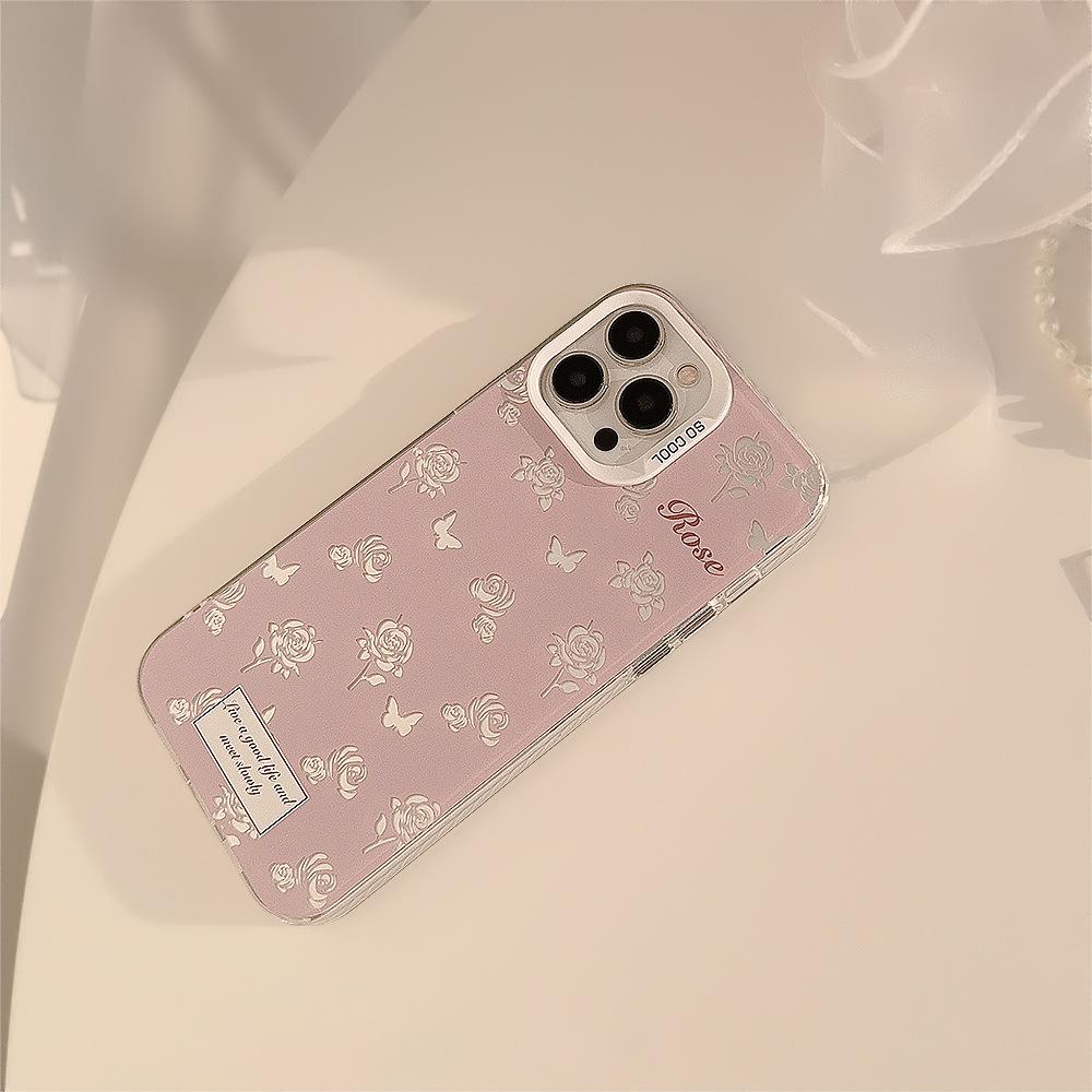 Super Fairy Ins Pink Rose iPhone 16 Case Suitable for 17 Pro Max, 12, Apple 13, Laser 11, Anti-drop