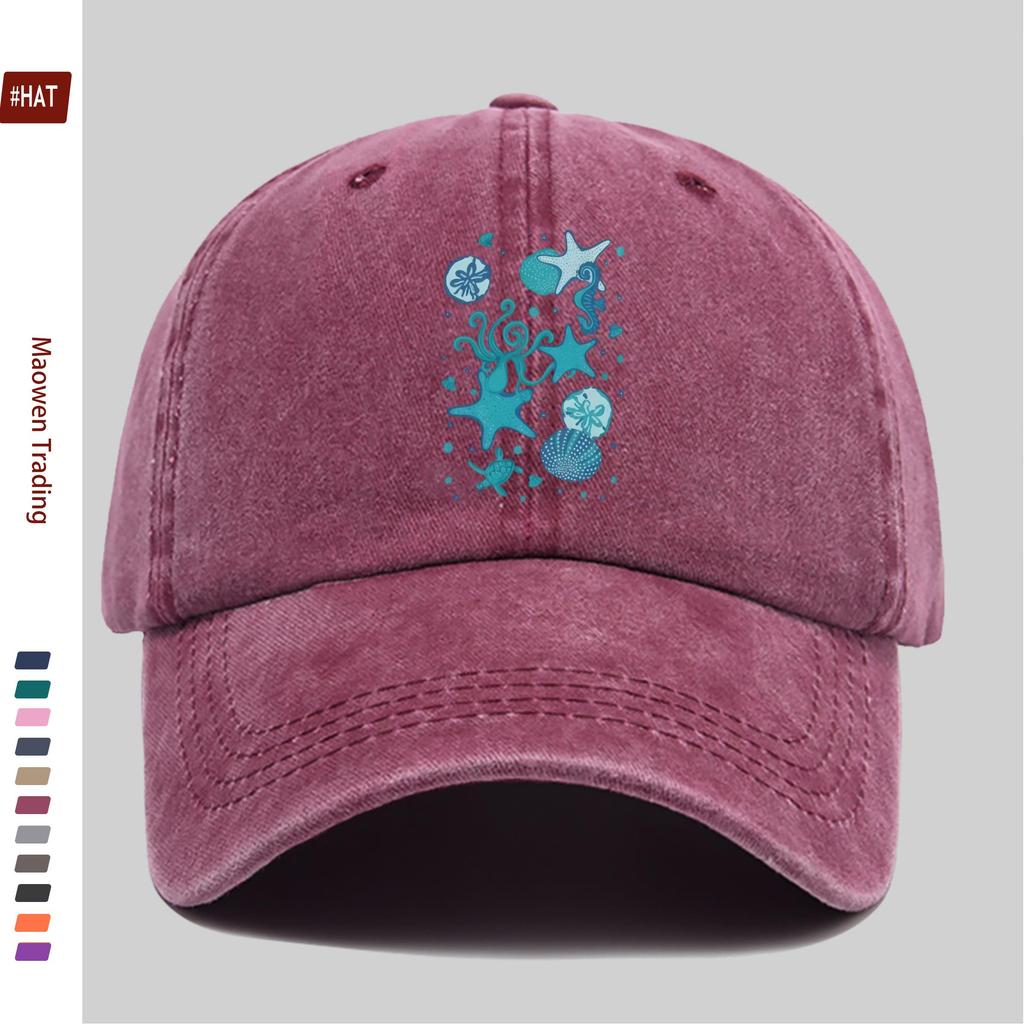 pc Marine Life Pattern Design Printed Baseball Cap Suitable for Spring Summer Printed Decorative Hat MultiColor Optional Co