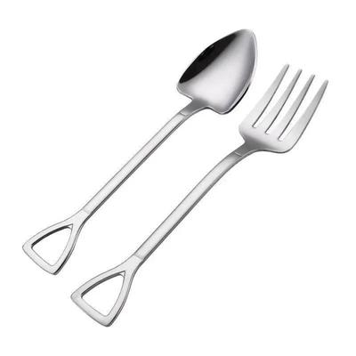 Misura Grande 15.5cm Cucchiaio Forchetta Creativi a Forma di Pala Set Cucchiaio Forchetta Pala Acciaio Inossidabile Forchette Speciali per Pasto Dessert Stoviglie