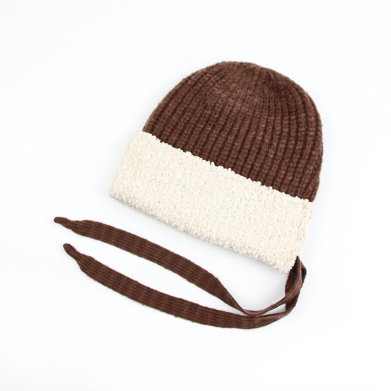 Hat Women's Autumn and Winter Merino Wool Knitted Wool Hat Plush Thickened Warm Versatile Show Small Cold Hat