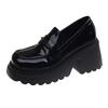 Gothic Chunky High Heels Pumps for Women 2025 Spring Patent Leather Platform Loafers Woman Black Thick Heeled Jk Lolita Shoes