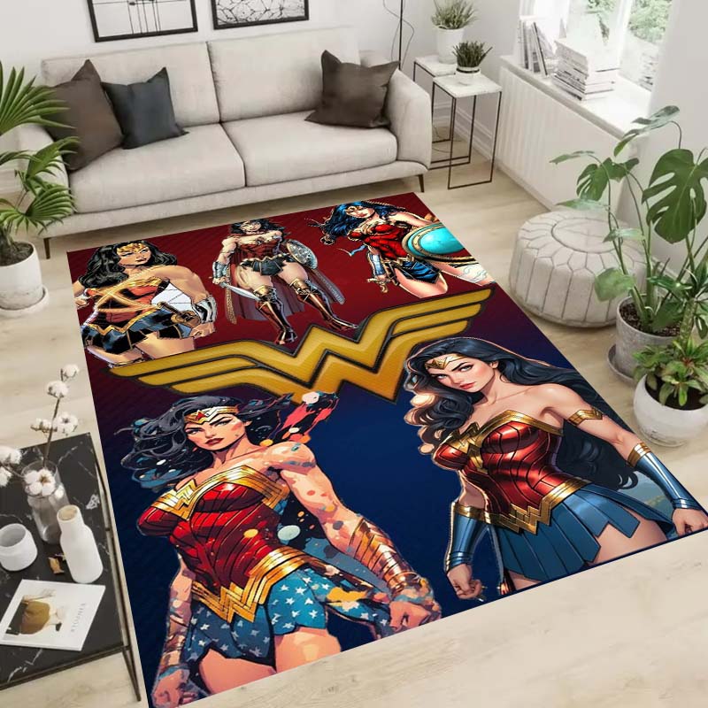 Wonder Woman pattern rug, suitable for living room, bedroom, bedside, balcony and other places, Nordic style decorative rug,