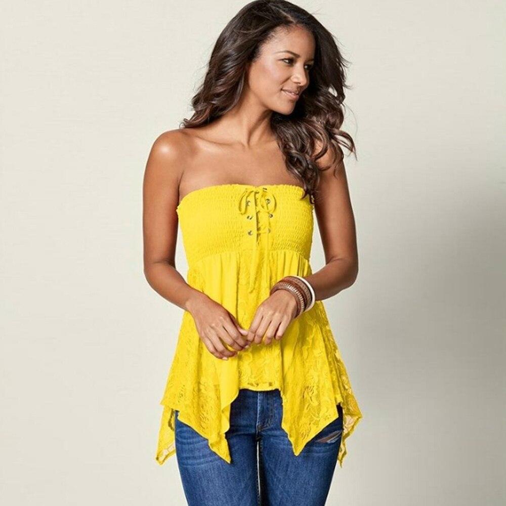 Blusa Sexy de Amarrar Camisa Moda Feminina Top Tubinho Camiseta Renda Patchwork Tops e Blusas Femininas Verão Casual Sem Mangas Roupas
