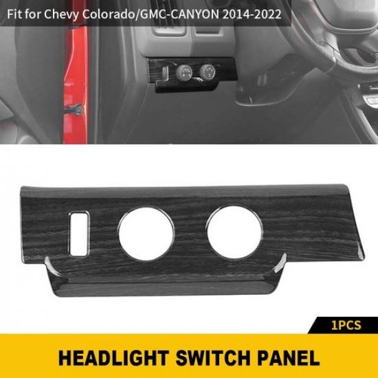 

Black Wood Grain Headlight Control Bezel Cover Trim For Chevy Colorado GMC 14-22