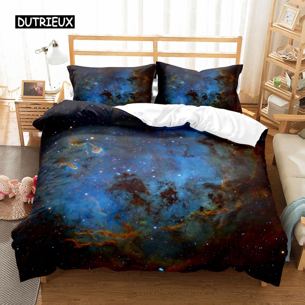 Hubble Image King Queen Duvet Cover Vast Starry Sky Bedding Set Bright Universe Landscape Quilt Cover Polyester Comforter Cover