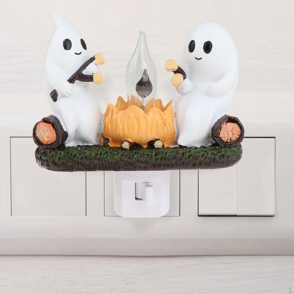 Spirit Campfire Flickering Night Light Decorative LED for Indoor Bedroom Home Black