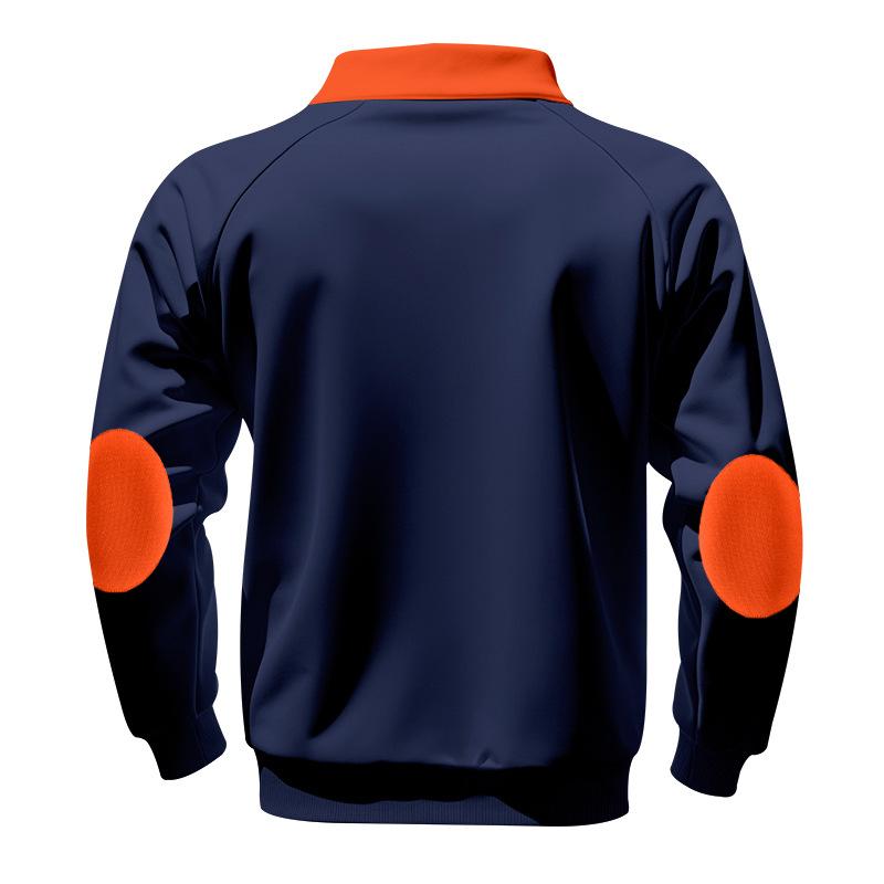 American Autumn and Winter Velvet Men's Loose Stand-up Collar Half-zip Pocket Contrasting Zipper Casual Sweatshirt