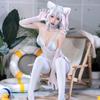 Cosplay Sexy Naughty Cat White Light Blue Cute Cat Cosplay High Leg Leotard Cat Costume Adult Girlfriend Lover Gift Christmas Anniversary Day With