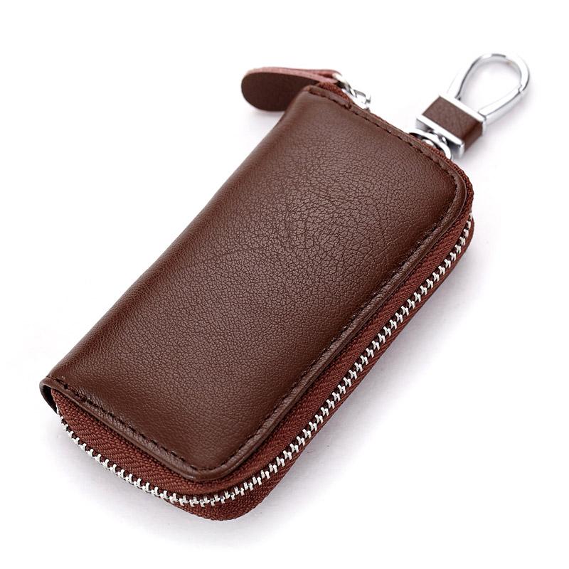 Cow Split Leather Men Women Key Holder House Keychain Bag Organizer Car Key Case Pouch Multifunctional Small Wallet Mini Purse
