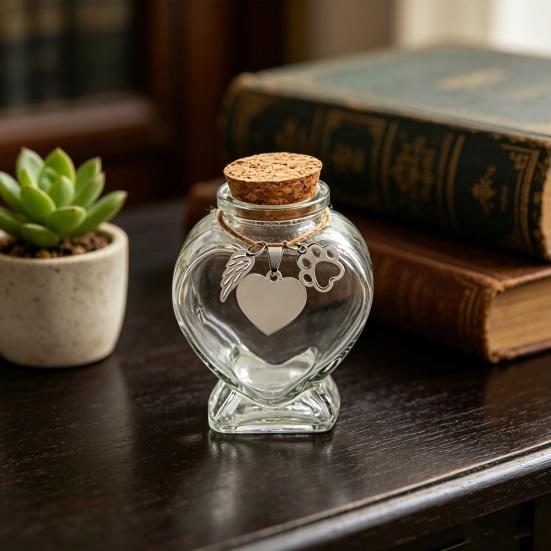 Pet Fur Keepsake Glass Bottle, Preserve Pet Hair Memorial Bottle, Collectible Compact Storage Holder for Hair Whiskers or Urn
