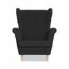 Fotel uszak Rene z podnóżkiem skandynawski Family Meble czarny sztruks