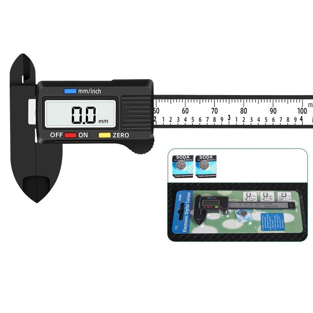 1PCS Plastic Carbon Fiber Digital Caliper 100mm 150mm LCD Display Measuring Tool For Student Jewelry Inside Outside Diameter