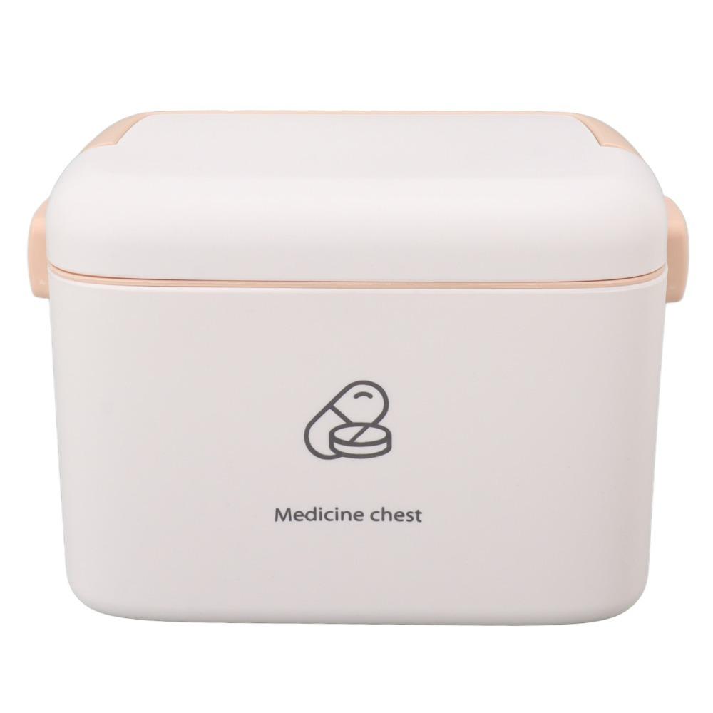Large Capacity Medicine Storage Box Removable Tray Portable Medicine Organizer Container Compact Thickened Pp бежевый
