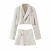 Trendy Spring & Autumn Women's Short-Sleeve Suit Jacket + High-Waist Pocket Skirt
