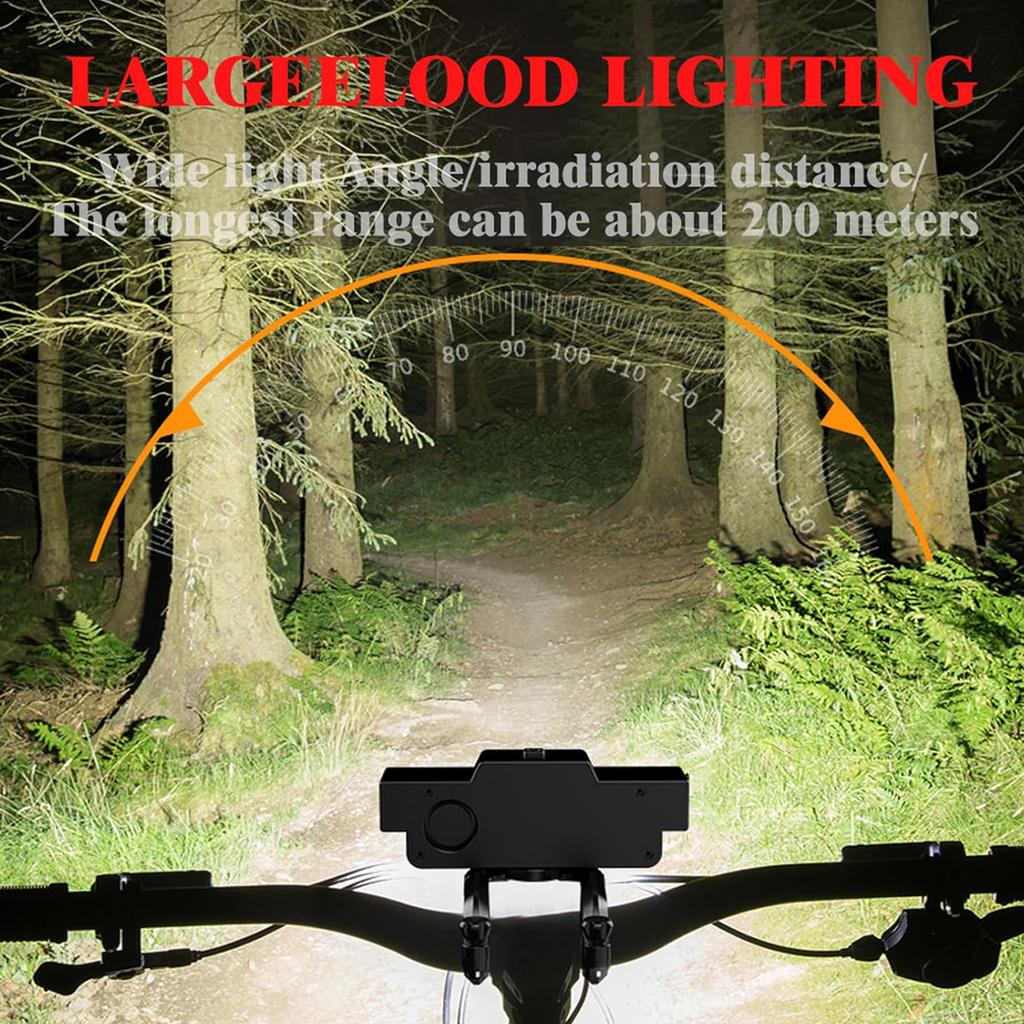 9 LED Bicycle Headlight 7 Modes Front Warning Flashlight IPX5 Waterproof 2In1 Bicycle Lights for Night Riding & Mountain Cycling