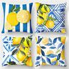 4 Pezzi, Federe per Cuscini Limone a Strisce Blu, Lato Singolo, Chiusura con Cerniera, Poliestere Lavabile - Perfetto per Divano, Soggiorno, Decorazione Camera da Letto