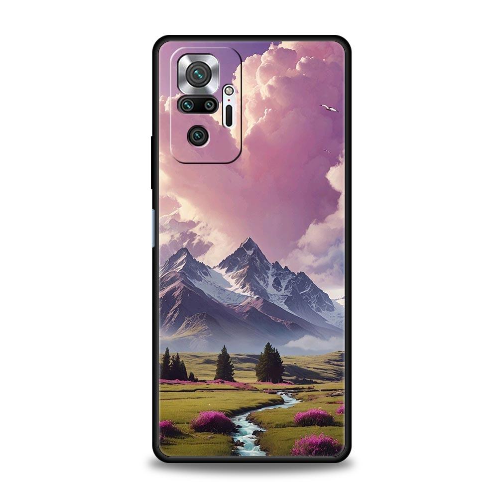 Pink Sunset Mountain Phone Case Cover for Redmi 14C 10C Note 15 14 13 12 10 11 K40 Pro Plus 5G Shockproof Soft TPU Shell Capas