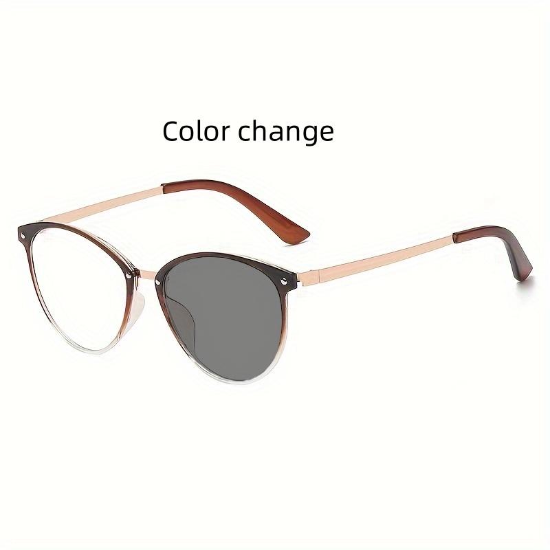 Fashionable Color Shift Sunglasses Unisex Anti Blue Light Glasses With Metal Frame Dual Purpose Eye Protection