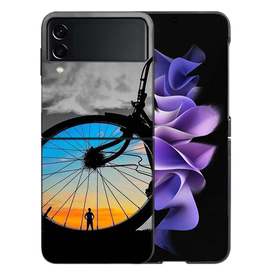 Beautiful Sunset and My Bicycle Phone Case For Samsung Z Flip 6 7 5G Galaxy Z Flip 5 4 3 5G Cases Shockproof Hard Cover TPU