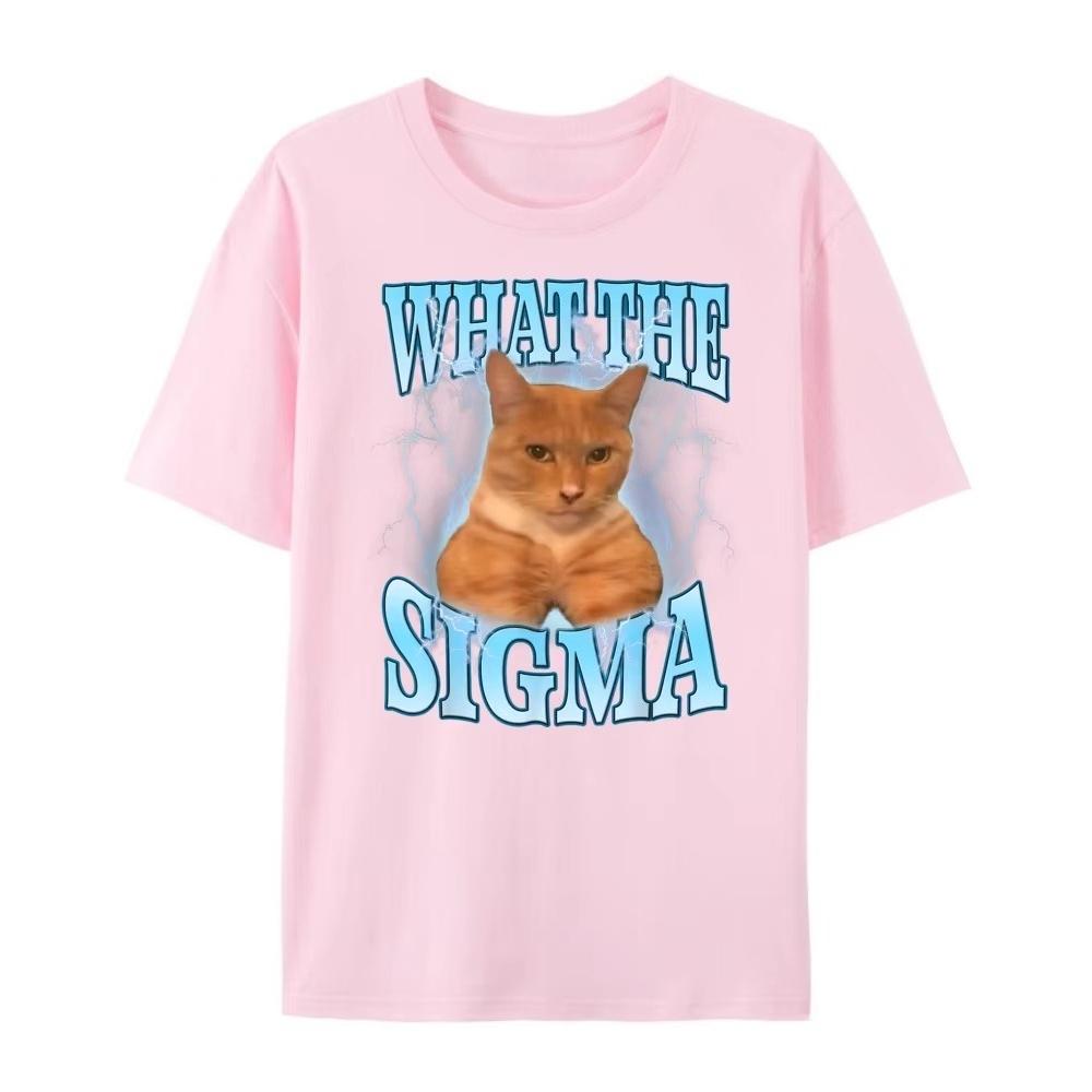 

2025 новый ERM What The Sigma Мем Кот Ироничный Brainrot Y2K Бренд Футболка Классическая и универсальная Рубашки Большой Размер Vaporwave S