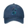 Neon Glow Gaming Headphones Music Audio Illustration Washed Baseball Cap Outdoor For Womens Unisex FeUnisex
