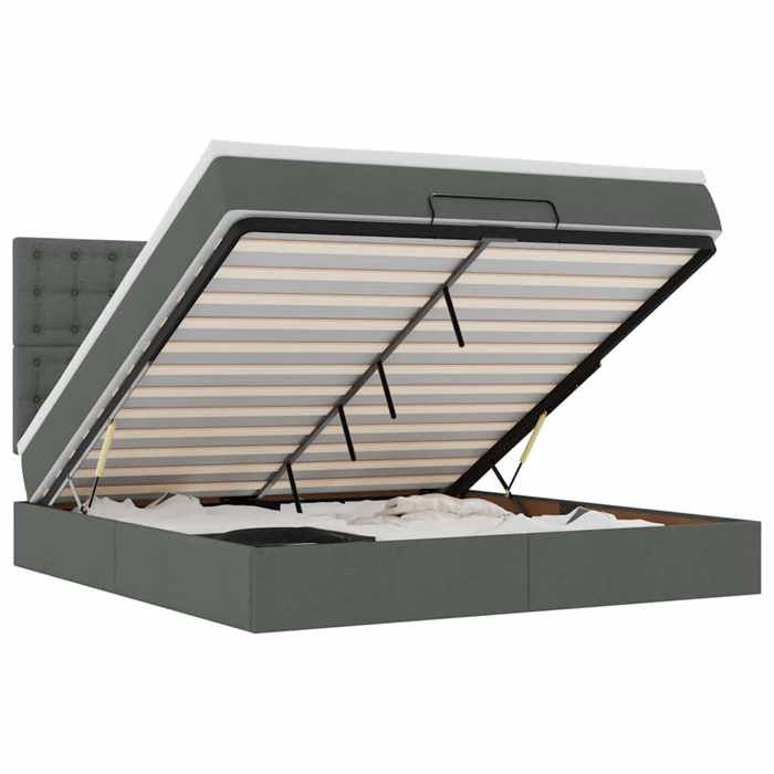 Cadre de lit ottoman - 160x200cm - Matelas inclus - Tête de lit - Rangement sous le lit