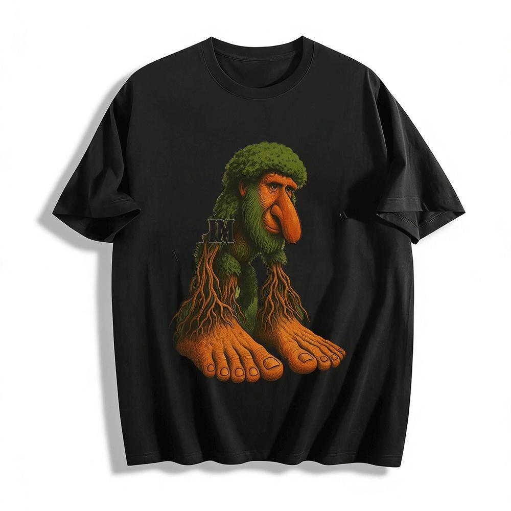 

Funny Tree Spirit Bigfoot Graphic Casual T-Shirt Pure cotton T-shirt XXS