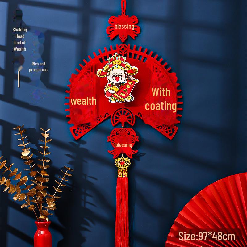2025 Year of the Snake Spring Festival God of Wealth Pendant - New Year Door Hanging Decoration for Living Room