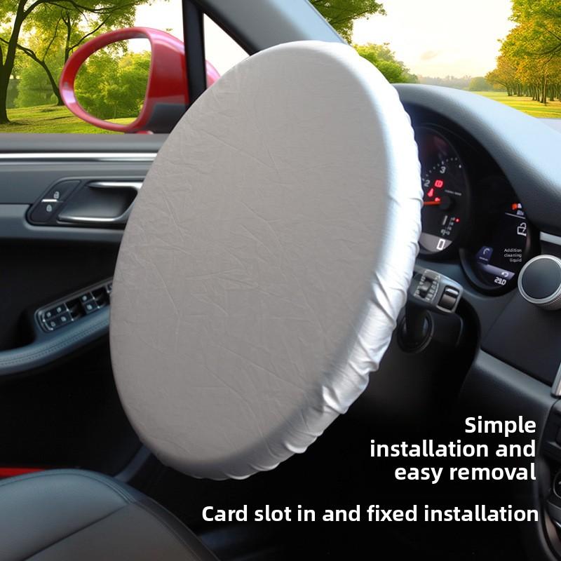 Car Steering Wheel Sun Block Silver Coated Cloth Sun Shade Cover Auto Steering Wheel Sheath Sunscreen Insulation Accessories