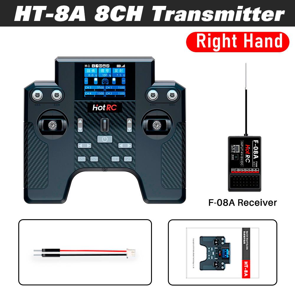HOTRC HT-8A Transmitter 8CH Radio Controller Cruise Control Gyroscope 300M with F-08A Receiver For Model Aircraft Car Boat