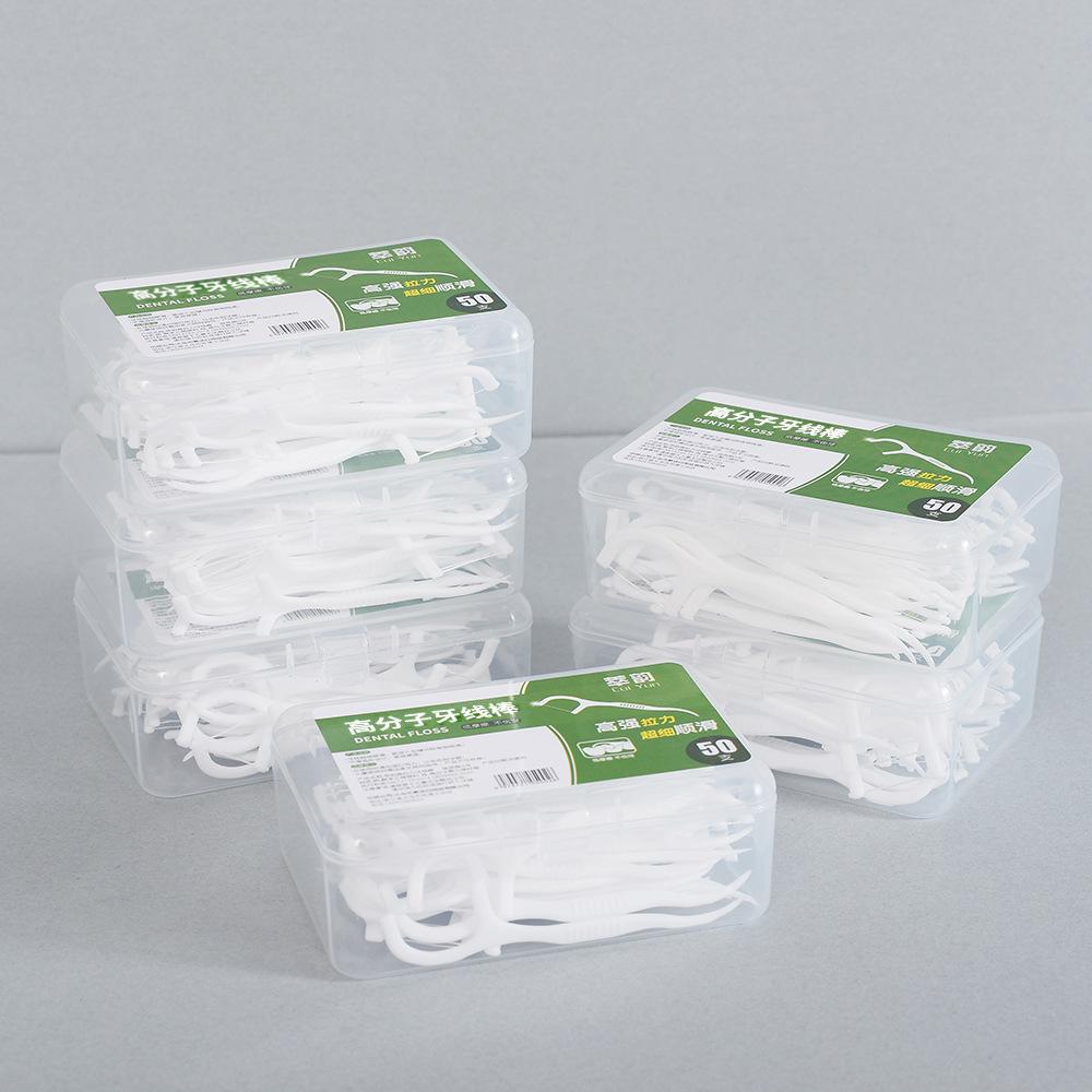 Cui Yun Dental Floss Sticks - 50-Count Box: Portable Oral Care with Interdental Plastic Toothpicks for Cleaning Teeth Gaps