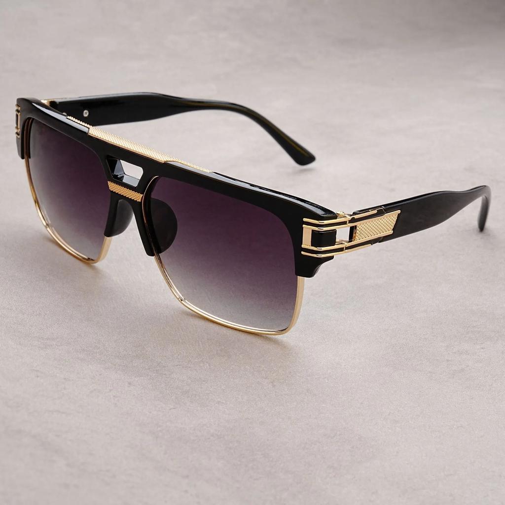 Occhiali da Sole da Uomo con Montatura Grande New Modern Retro Stile Ins Street Style Marca Grande Lenti Gradiente Cool per Uomo