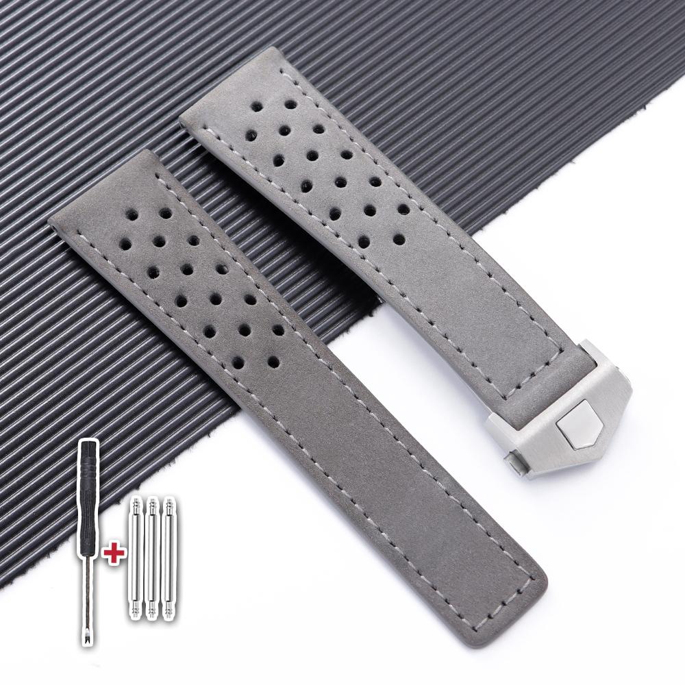 Breathable Cowhide Watch Strap for Tag Heuer for Carrera Watch Band 20mm 22mm 24mm Matte Leather Wristband Men Women Bracelets