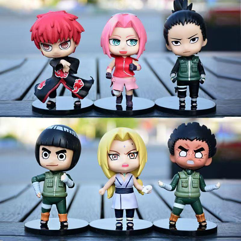 

6Pcs Naruto Cartoon Anime Figures Q Version Haruno Sakura Gaara Tsunade Figure Toy Doll Room Decoration Gift No box