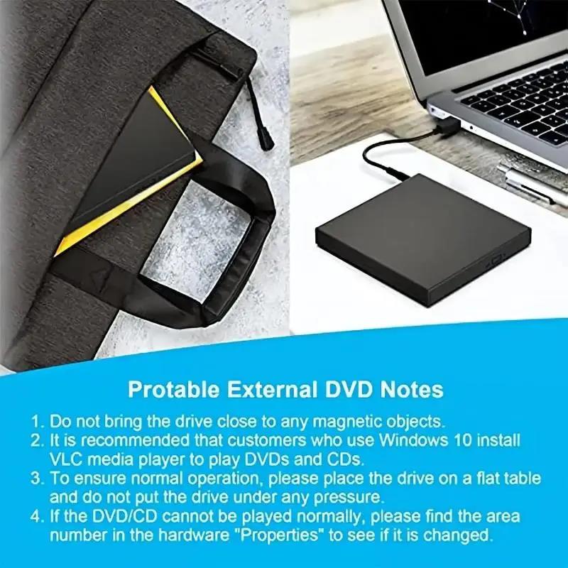 USB 3.0 USB C External CD/DVD RW Drive Read Burner Portable DVD Player Optical Drives For PC Laptops Windows 11 10 Linux OS Mac
