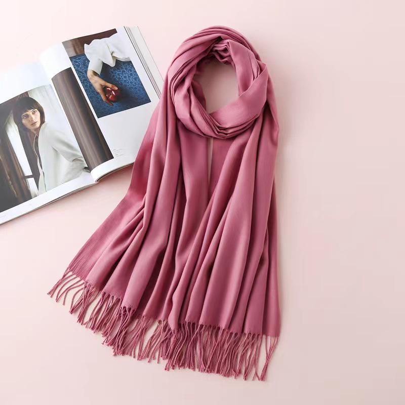 Women's High-End Red Imitation Cashmere Knit Shawl - Versatile & Fashionable