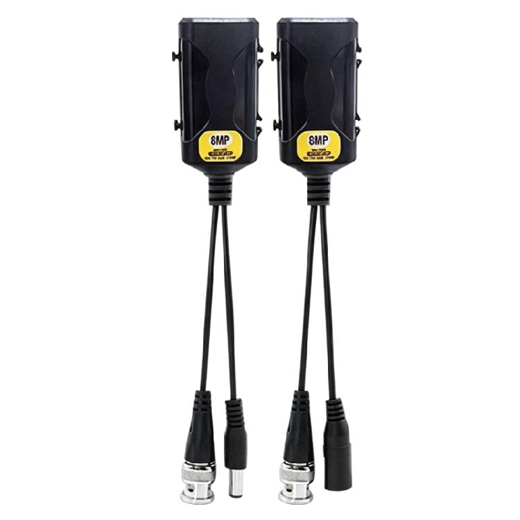 CCTV Video Balun Adapter Set with BNC Connector, RJ45 Port DC5.5X2.1Mm Power Cable for Analog Surveillances Layouts