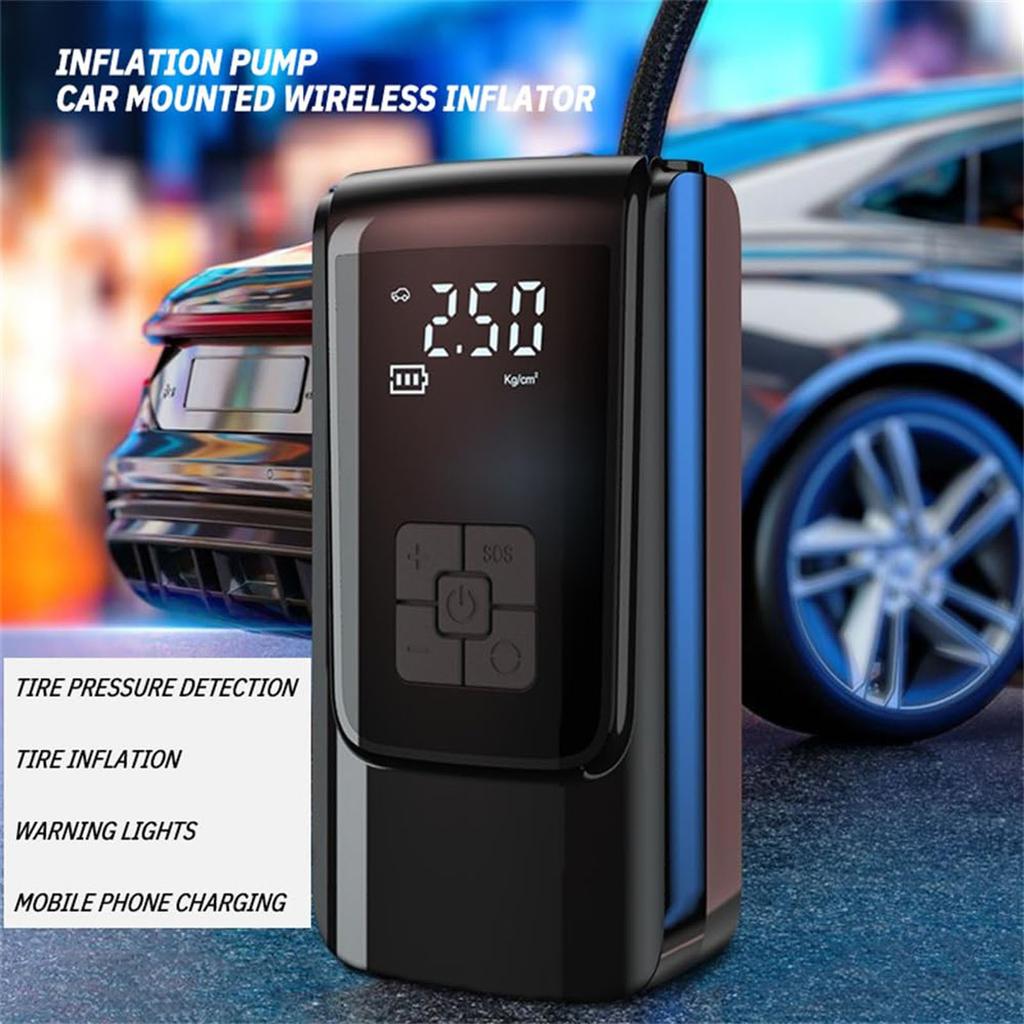 Portable For Car Tires With Digital Pressure Gauge, Cordless Portable Tire Inflator Compressor Electric Rechargeable Tire With Emergency