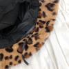 Sombrero de Pescador Orejas de Oso Bola de Felpa Engrosada Otoño Invierno Leopardo Bola de Felpa Gorro Cubeta para Exteriores