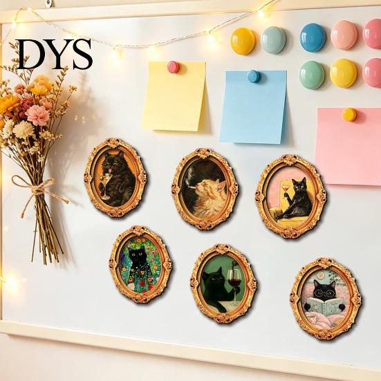 Halloween Refrigerator Magnets 1/6Pcs Oval Frame Fridge Magnet, Wooden Vintage Magnetic Decorations Kitchen Decoration Accessories, Party Favors