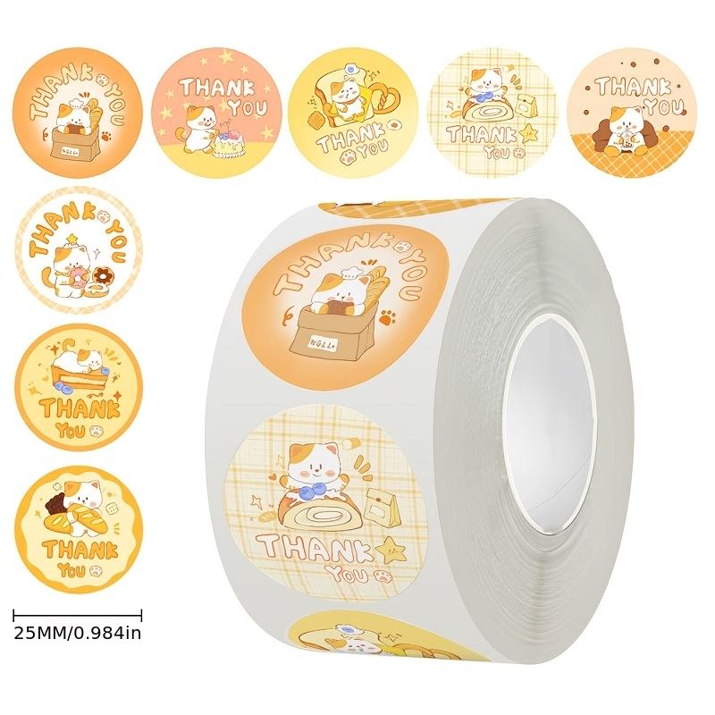 1 Roll Pack Cat Thank You Label Sticker Holiday Decoration Sticker
