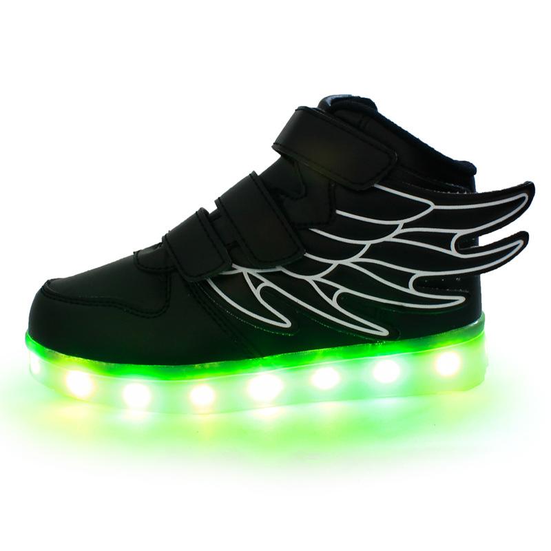 Jesienne Dziecięce Buty ze Skrzydłami LED Świecące Buty Ładowane przez USB Fluorescencyjne Buty Hip-hopowe dla Uczniów