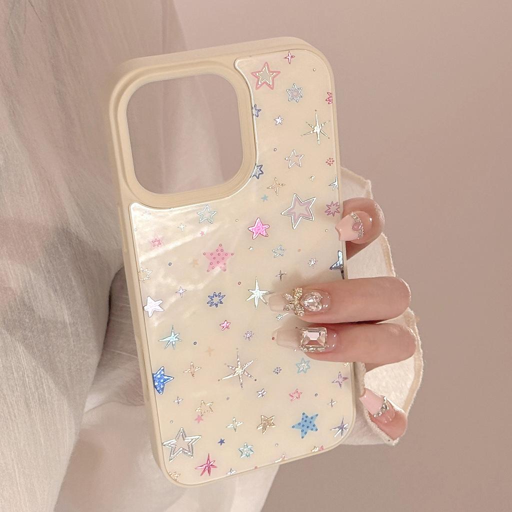 Gilded Colorful Stars Apple 16 Mobile Phone Case Suitable for IPhone16pro Max Small Fresh 15 Anti Fall 13