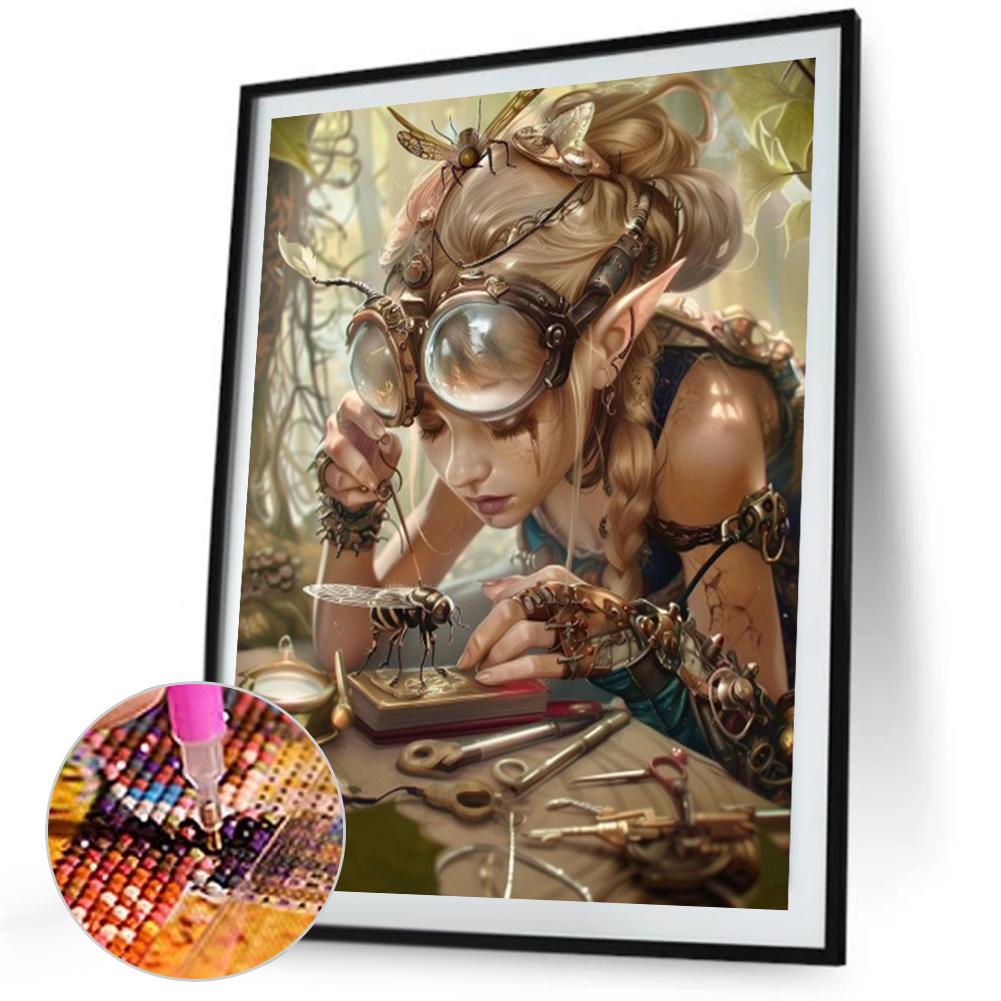 5D DIY Full Square Drill Diamond Painting Mechanical Girl Kit Home Decor 45x55cm