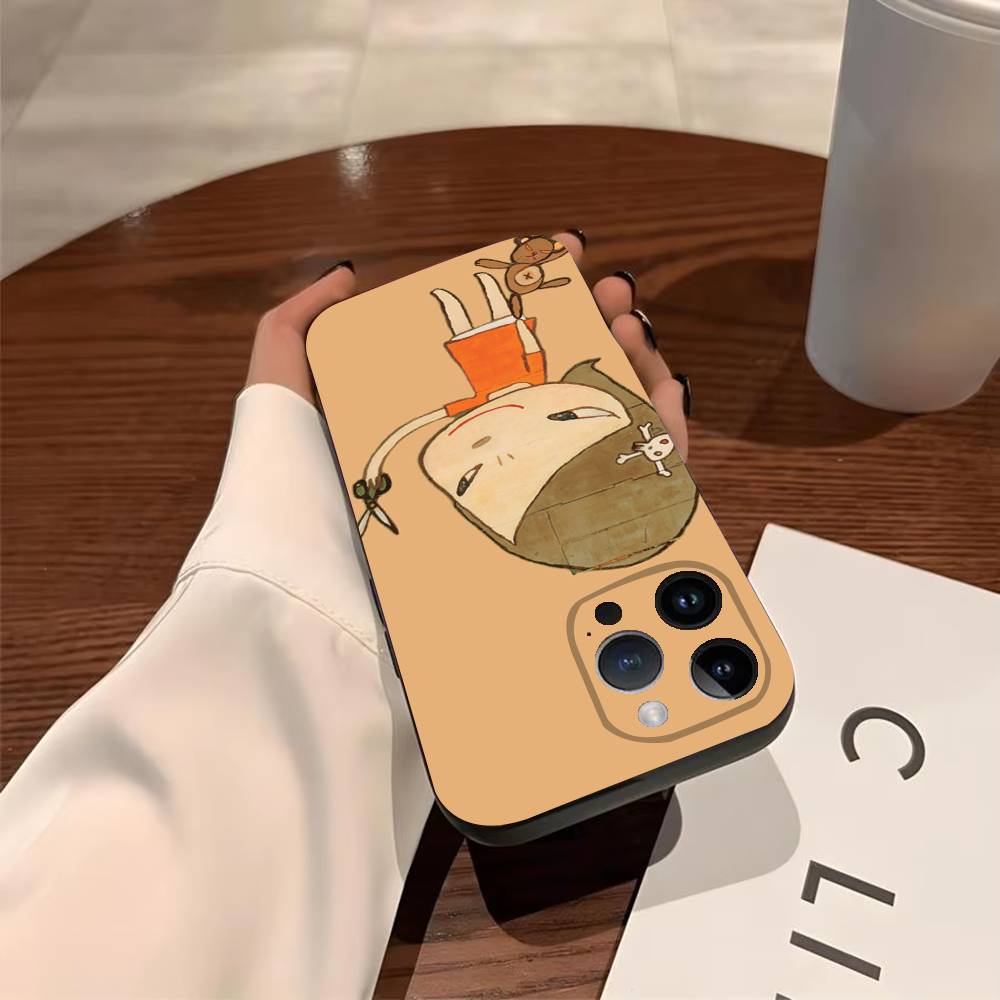 Y-Yoshitomo N-Nara Phone Case For iPhone 17,16,15,14,13,12,11,Pro,X,XS,Max,Plus Soft Black Cover iPhone16promax