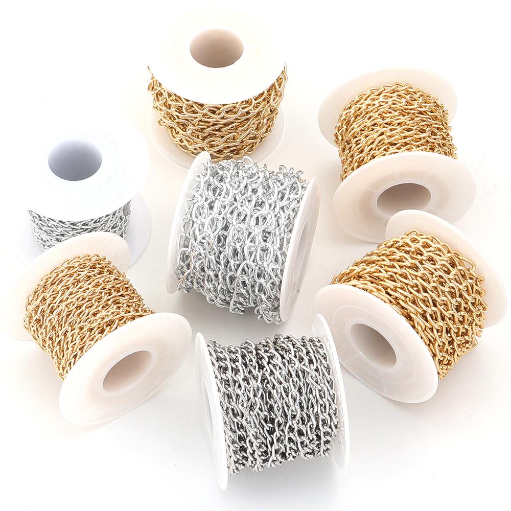 2-5 Yards/Rolle Aluminiumketten Verdrehte Ketten Großhandels Gliederkette Für DIY Armband Halskette Kette Schmuckherstellung Zubehör